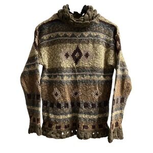 Crossing Point Sweater Womens M Southwestern Wool Mohair Blend High Neck Western